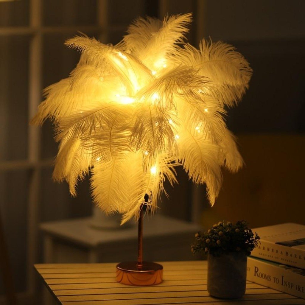 Feather Palm Tree RC Lamp | Sparkly Trees™ - Sparkly Trees