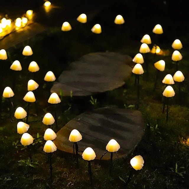 Mushroom Fairy Lights - Solar LED String - Sparkly Trees