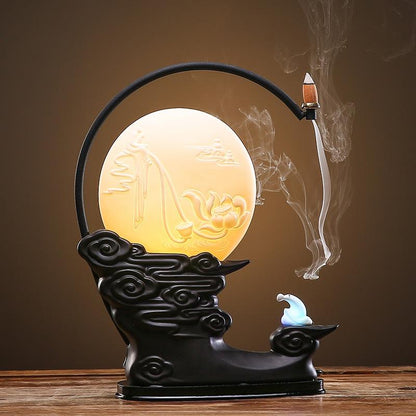 The Full Moon - LED Backflow Incense Burner - Sparkly Trees